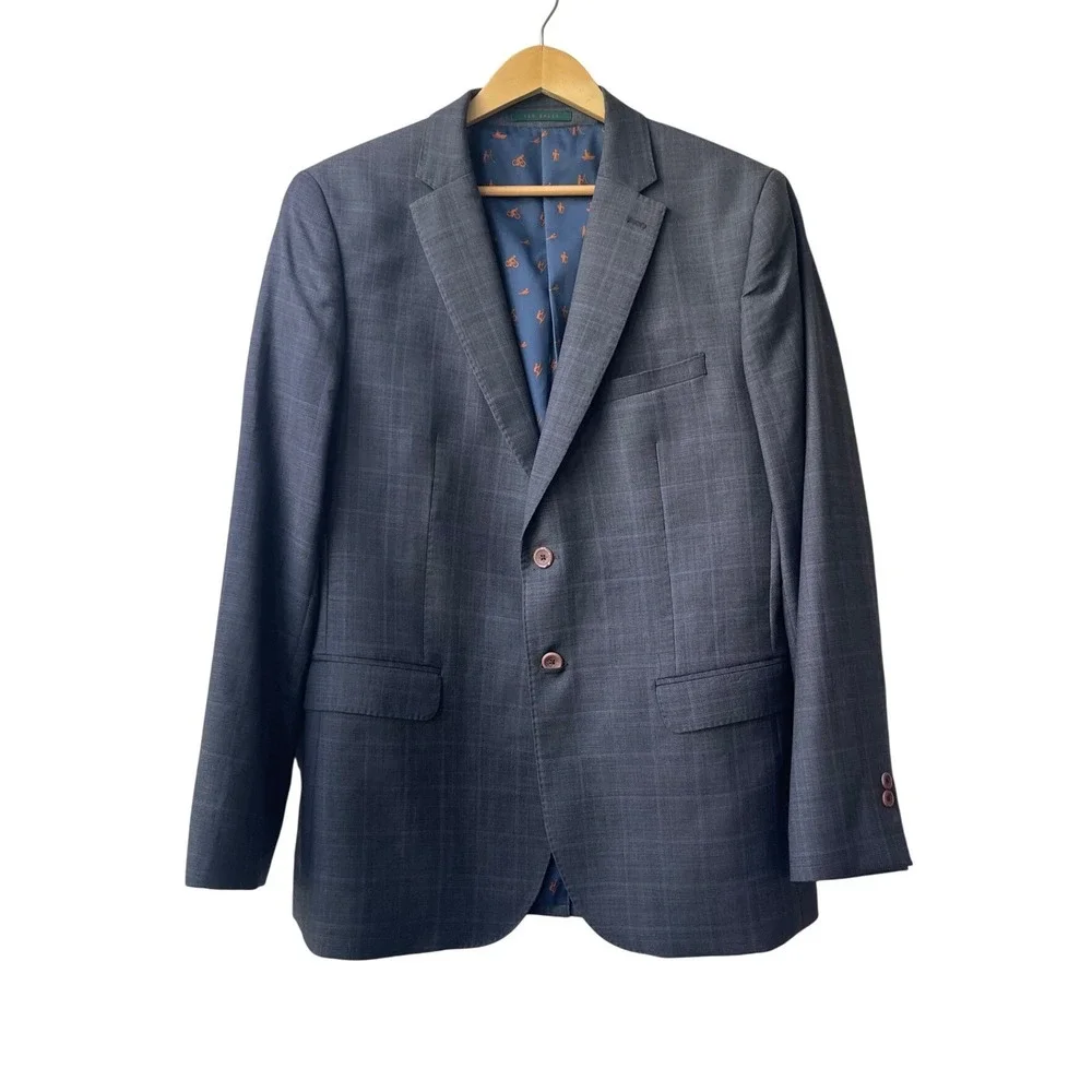 TED‎ BAKER LONDON Endurance Modern Fit Plaid Wool Blazer 44R Jacket Tailored